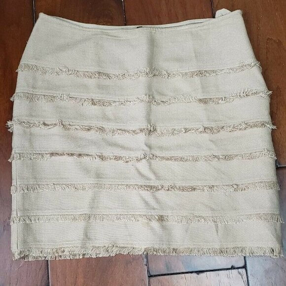 Juliana Collezione Skirt with Fringe Beige 14 - Picture 3 of 5